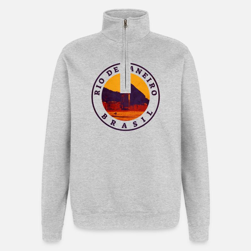 Rio de Janeiro Retro Stempel - Quarter-Zip-Sweatshirt - Grau meliert