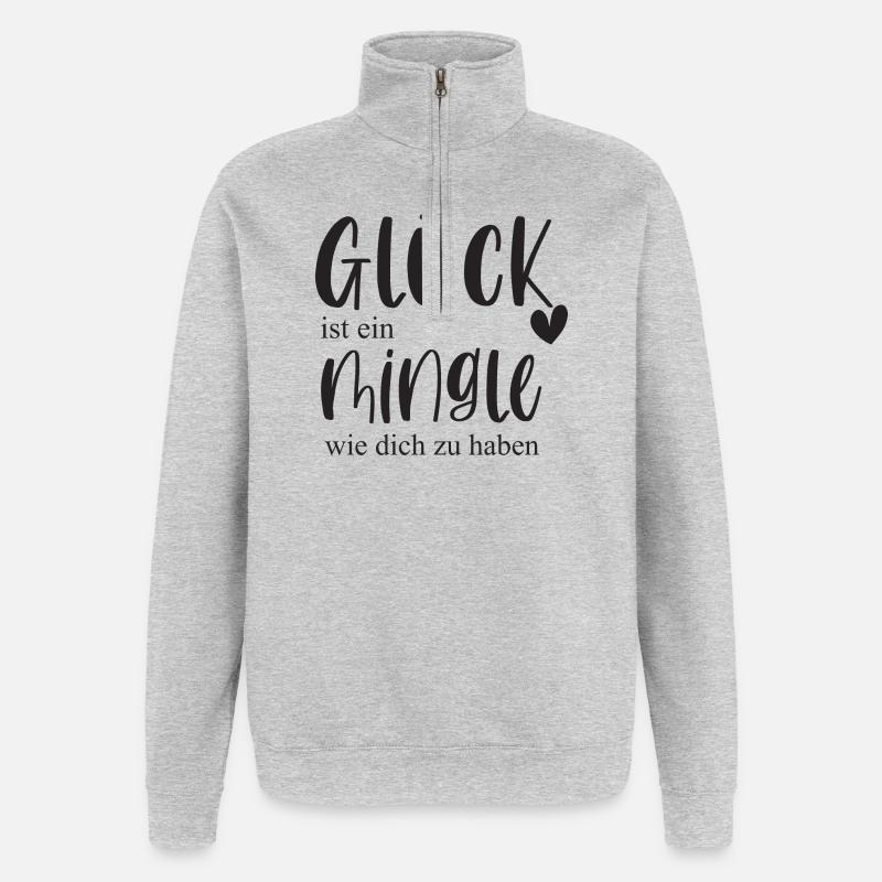 Mingle Single Freundschaft Plus Date Geschenk - Quarter-Zip-Sweatshirt - Grau meliert