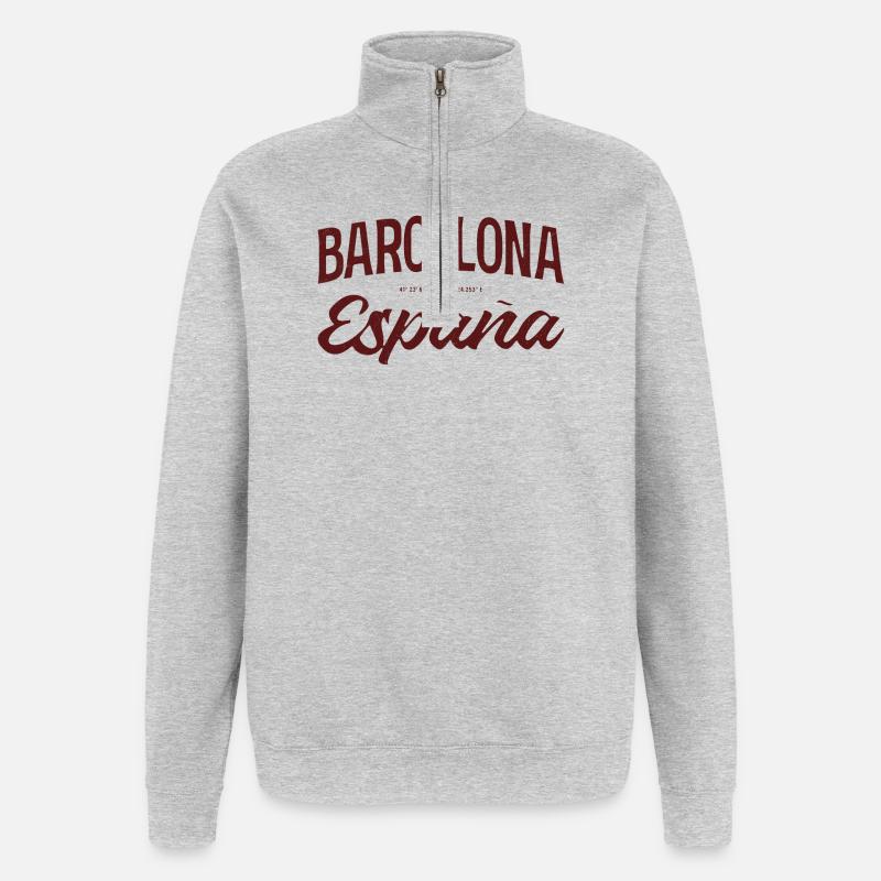 Barcelona Spanien Script Logo - Quarter-Zip-Sweatshirt - Grau meliert