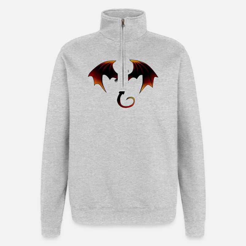 Dragon de Feu, Dragon de Feu - Sweat à zip 1/4 - gris chiné