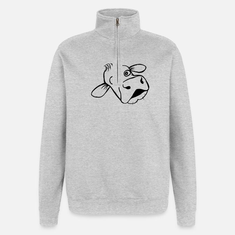 Kuh - Quarter-Zip-Sweatshirt - Grau meliert
