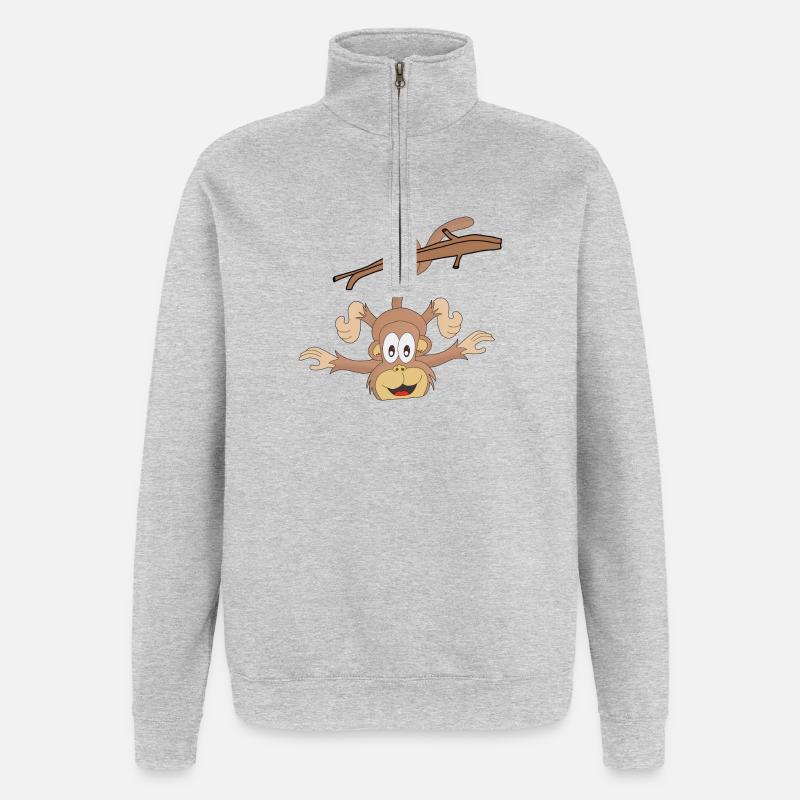 Hängender Affe - Quarter-Zip-Sweatshirt - Grau meliert