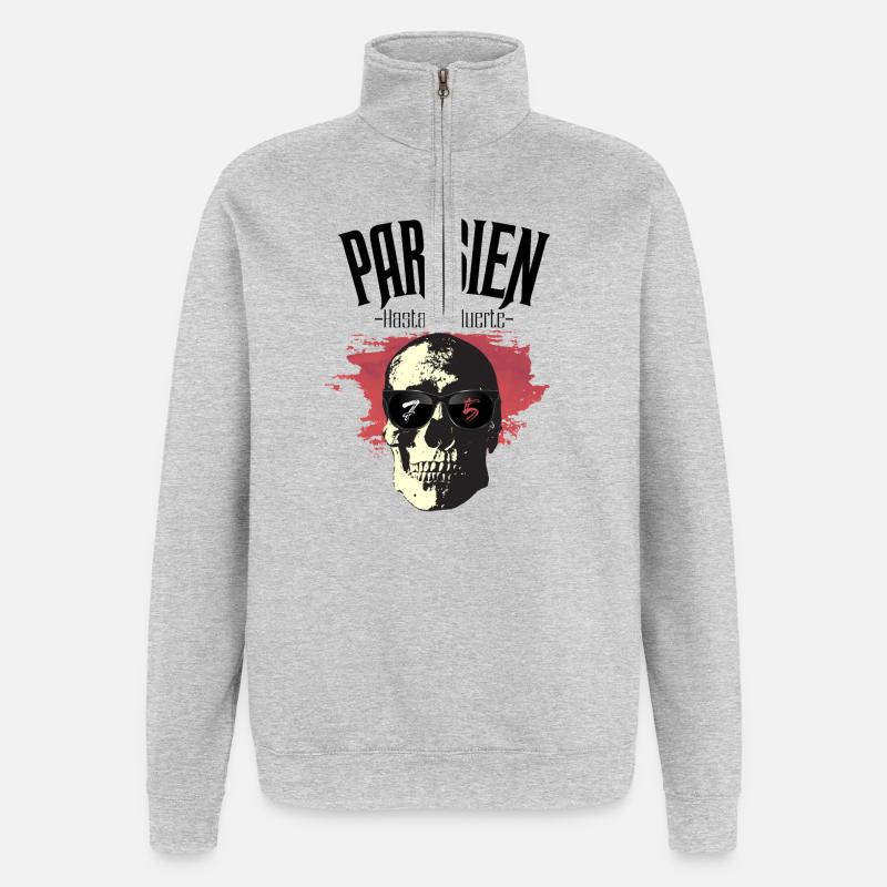 Parisien Hasta La Muerte - 75 - Sweat à zip 1/4 - gris chiné