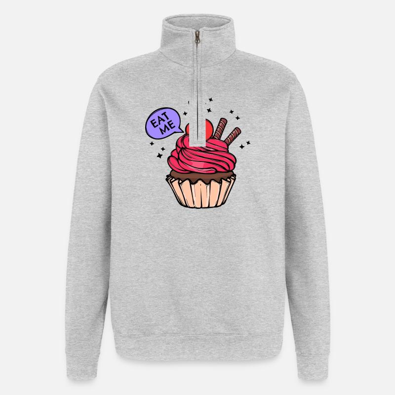 Cupcake Statement Nachspeise Backen Süßigkeiten - Quarter-Zip-Sweatshirt - Grau meliert