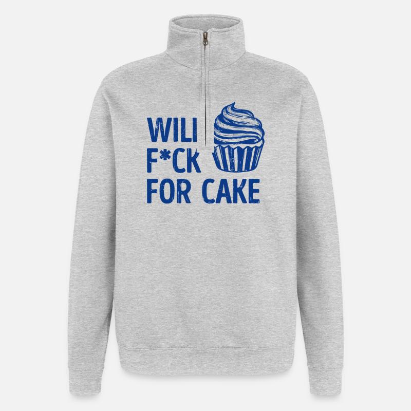 Statement Lecker Cupcake Süßigkeiten Kuchen - Quarter-Zip-Sweatshirt - Grau meliert