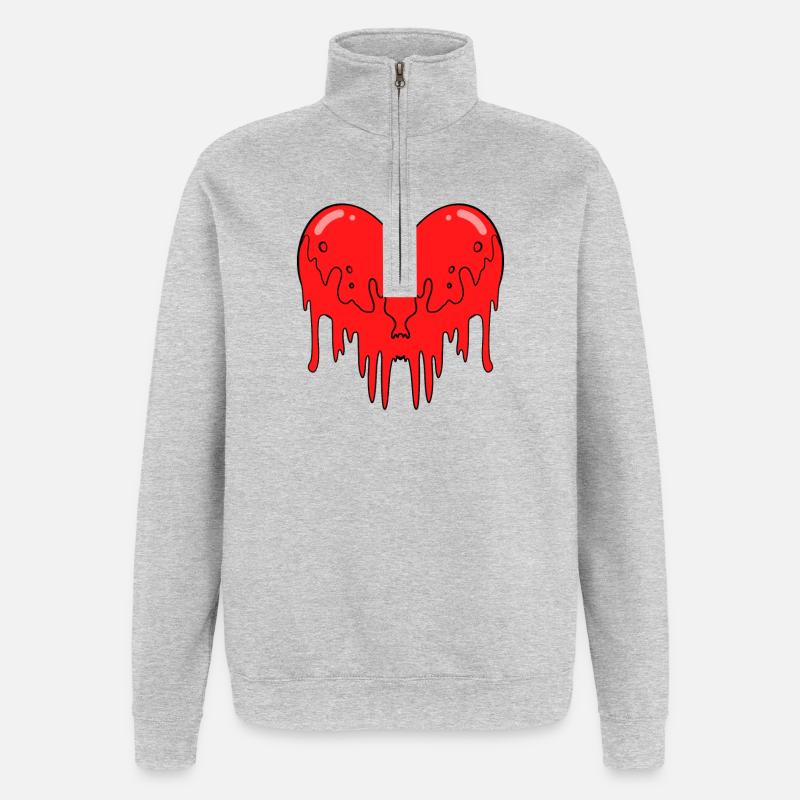 Sang de cœur - Sweat à zip 1/4 - gris chiné