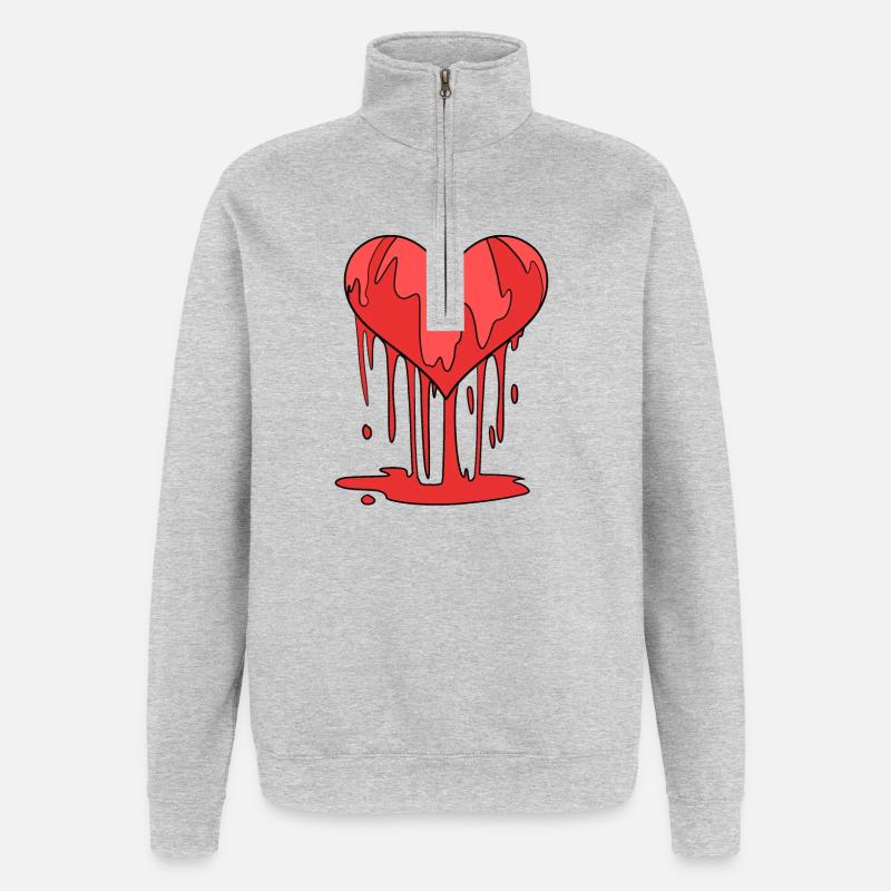 Herz Blut - Quarter-Zip-Sweatshirt - Grau meliert