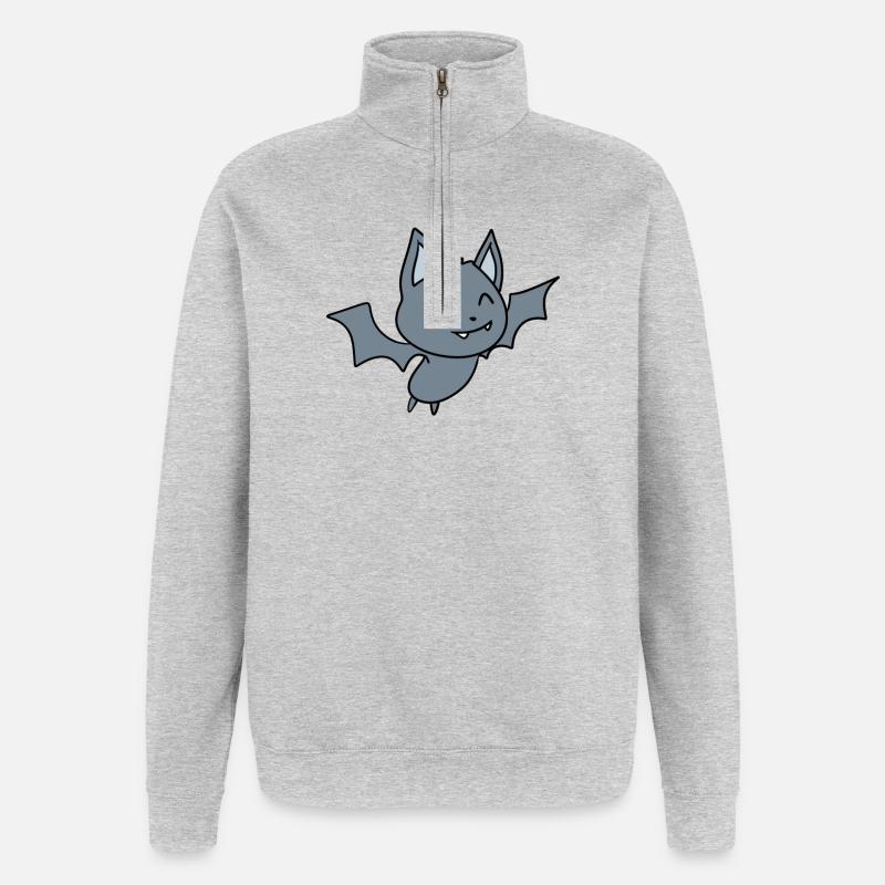 Chauve-souris - Sweat à zip 1/4 - gris chiné