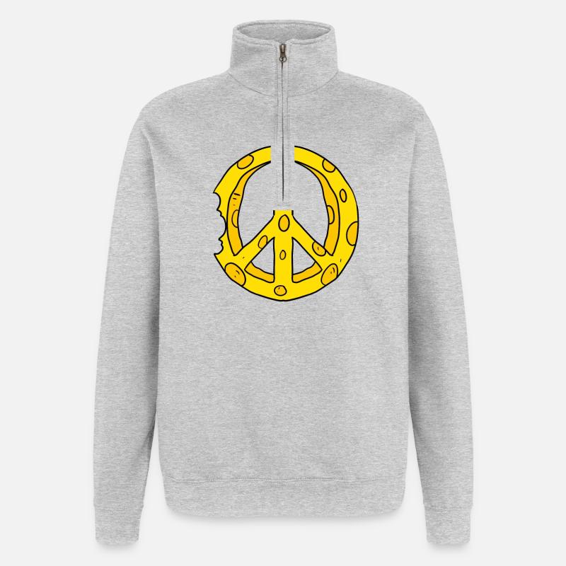 Cheese Peace Peace - Quarter-Zip Sweatshirt - heather grey