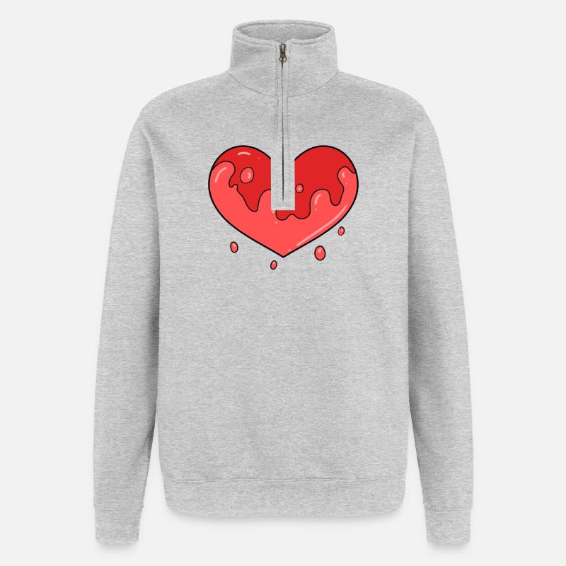 Heart Blood - Quarter-Zip Sweatshirt - heather grey