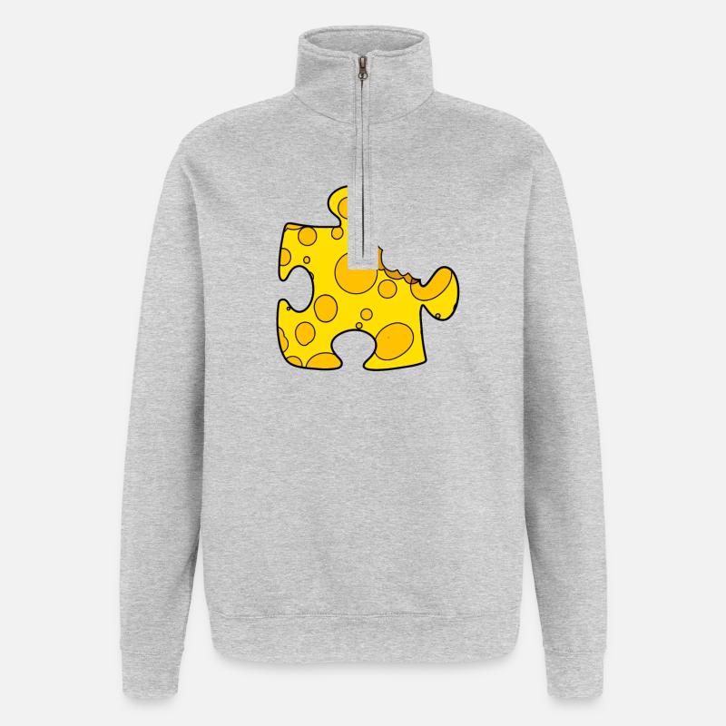 Cheese Puzzle - Quarter-Zip Sweatshirt - heather grey