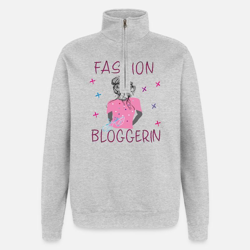 Fille,Blogueuse, Mode - Sweat à zip 1/4 - gris chiné