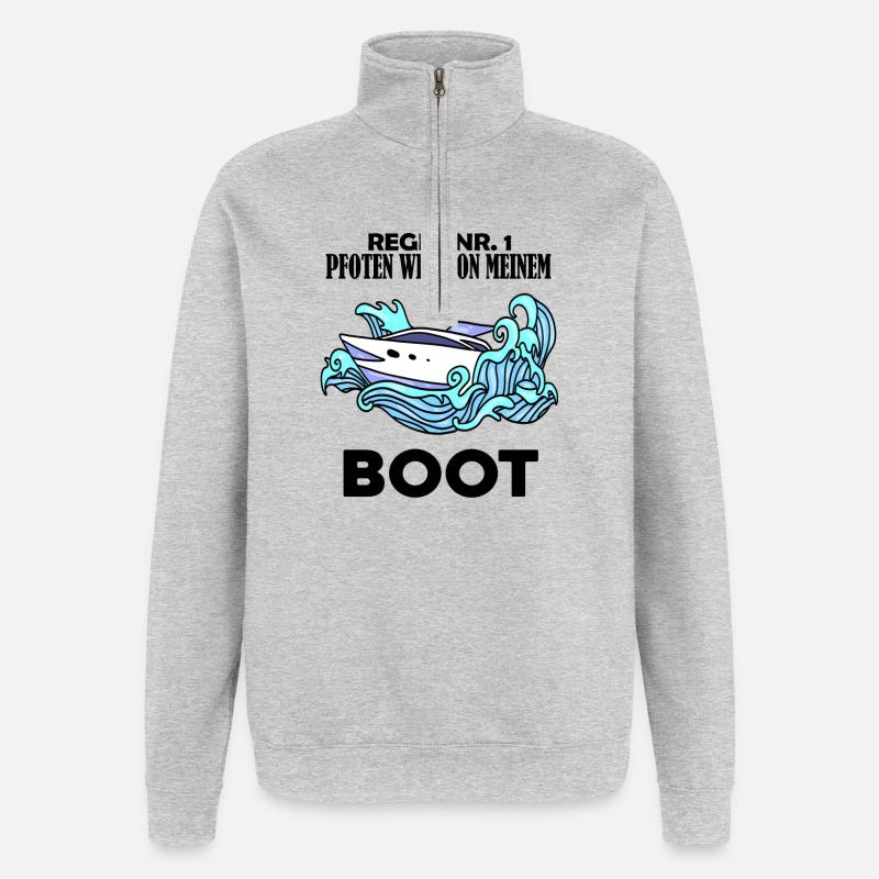 Motorboot Kapitän Boot Boote Seefahrt - Quarter-Zip-Sweatshirt - Grau meliert