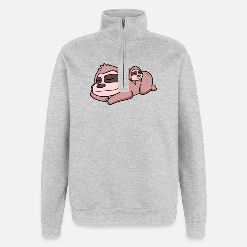 Sloth Dad with Baby Sloth - Quarter-Zip Sweatshirt - heather grey