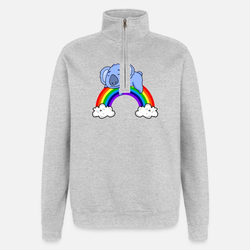 Regenbogen Koala - Quarter-Zip-Sweatshirt - Grau meliert