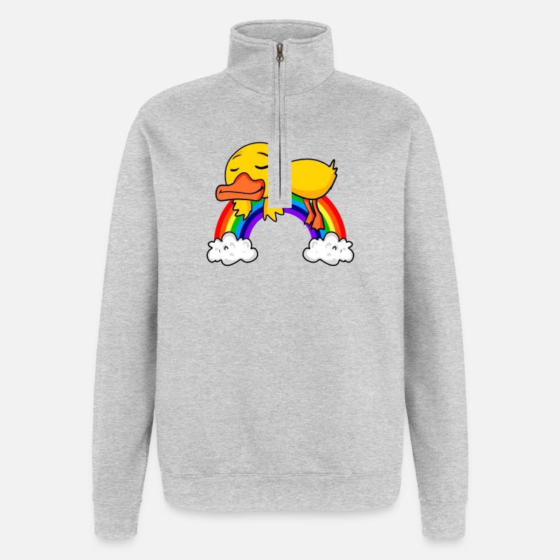 Rainbow Duck - Quarter-Zip Sweatshirt - heather grey