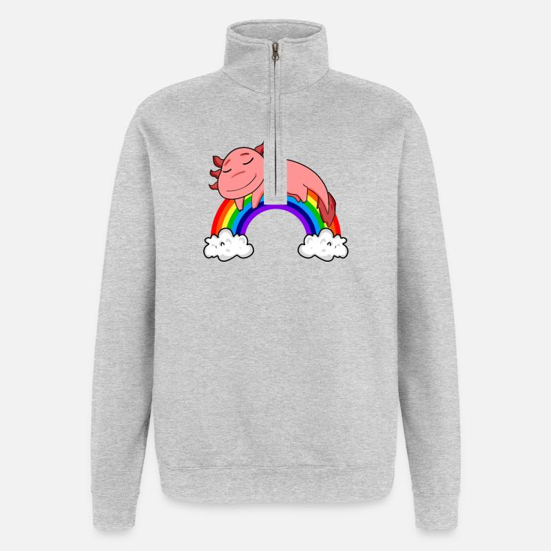 Rainbow Axolotl - Quarter-Zip Sweatshirt - heather grey