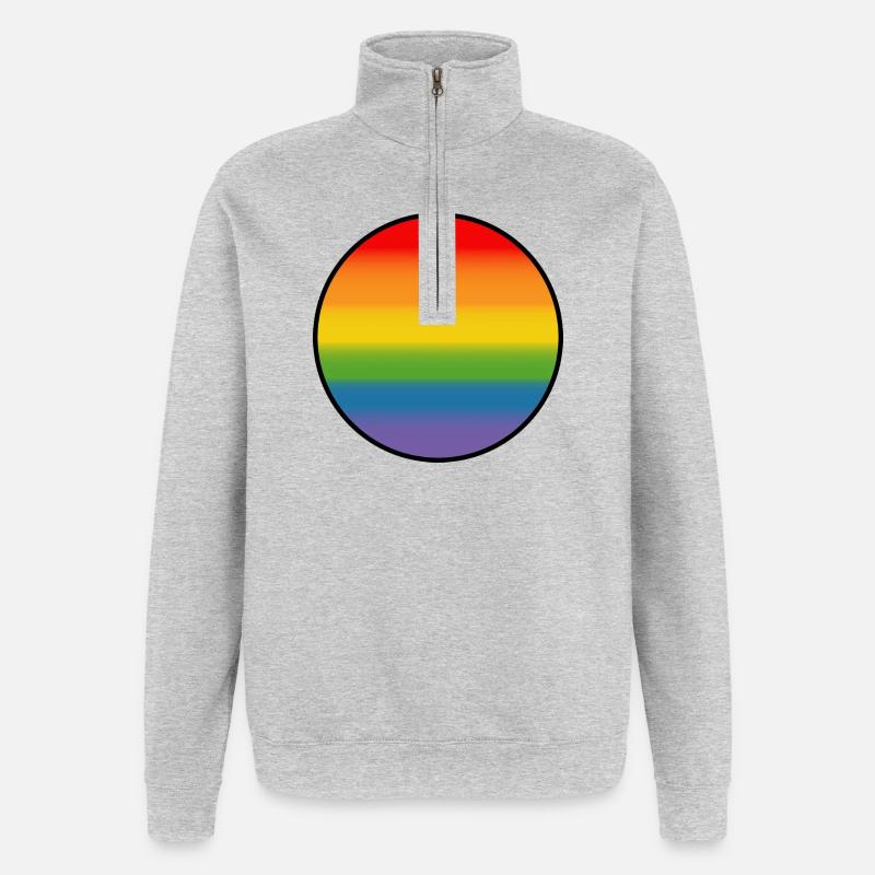 Rainbow Gradient Round white shirt - Quarter-Zip Sweatshirt - heather grey