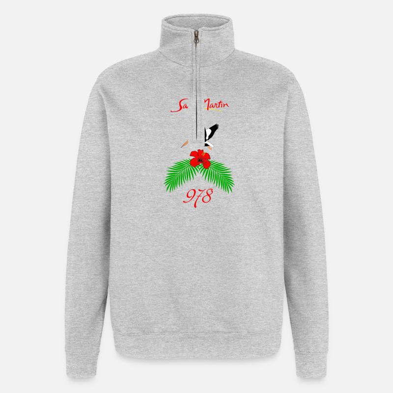 Saint-martin - Sweat à zip 1/4 - gris chiné