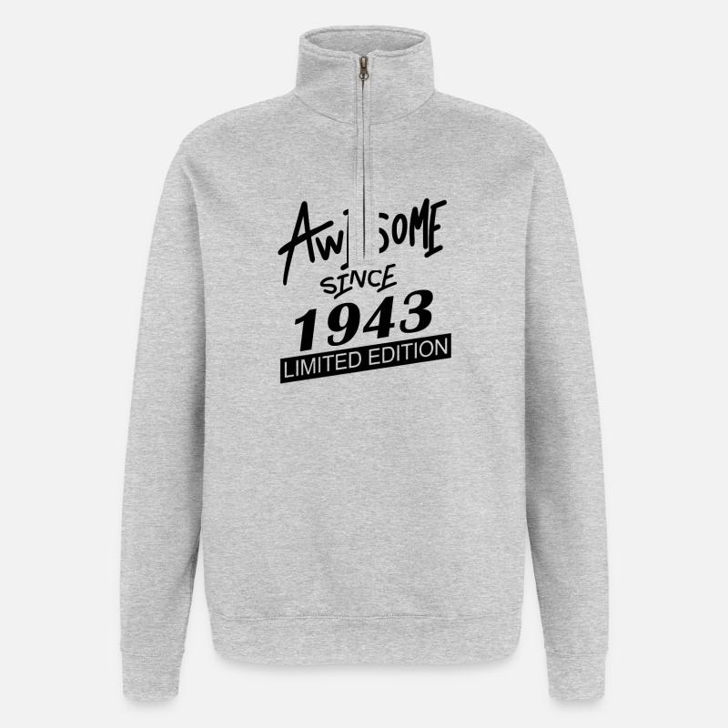 1943 - Born 1943 - Quarter-Zip Sweatshirt - heather grey