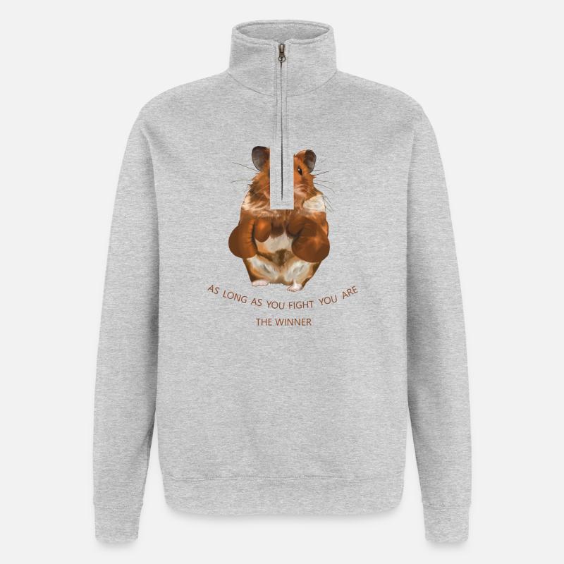 Hamster - Sweat à zip 1/4 - gris chiné