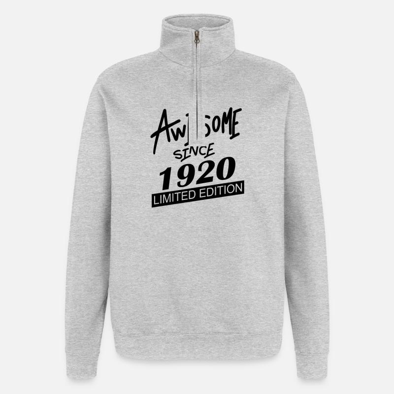 1920 - Born 1920 - Quarter-Zip Sweatshirt - heather grey