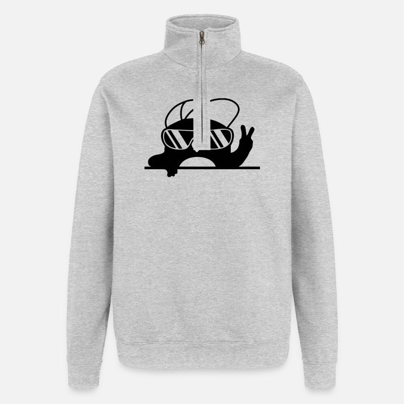Peacezeichen cooler Pinguin Handzeichen - Quarter-Zip-Sweatshirt - Grau meliert