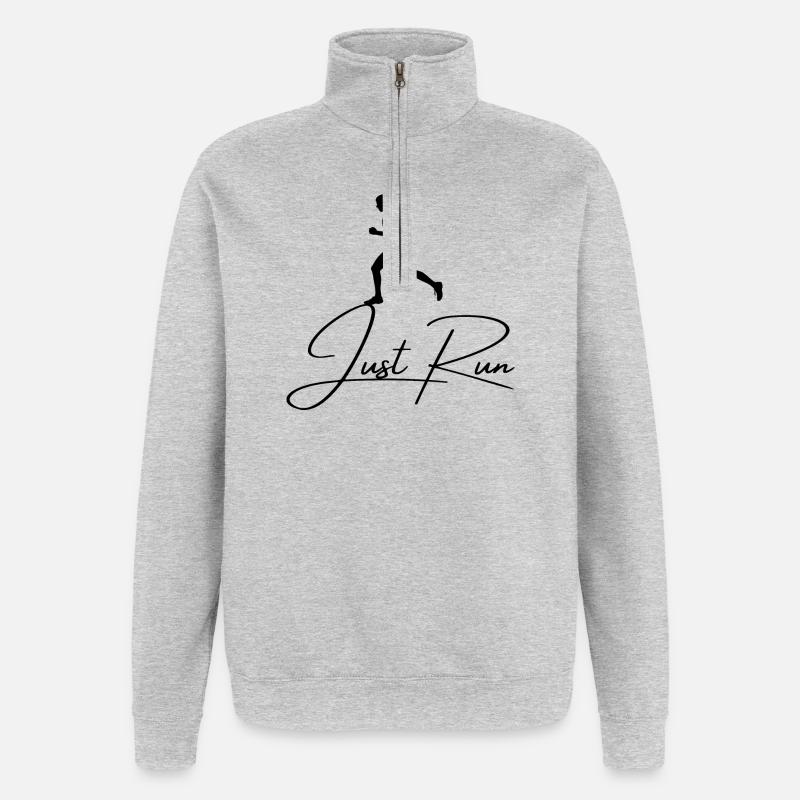 Il suffit de courir - Sweat à zip 1/4 - gris chiné