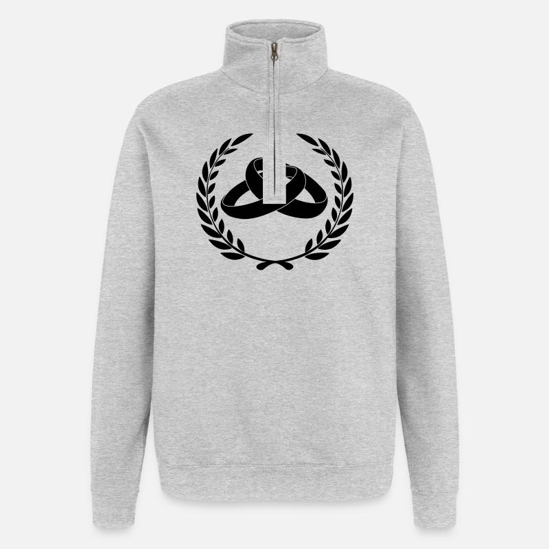 Eheringe im Lorbeerkranz - Quarter-Zip-Sweatshirt - Grau meliert