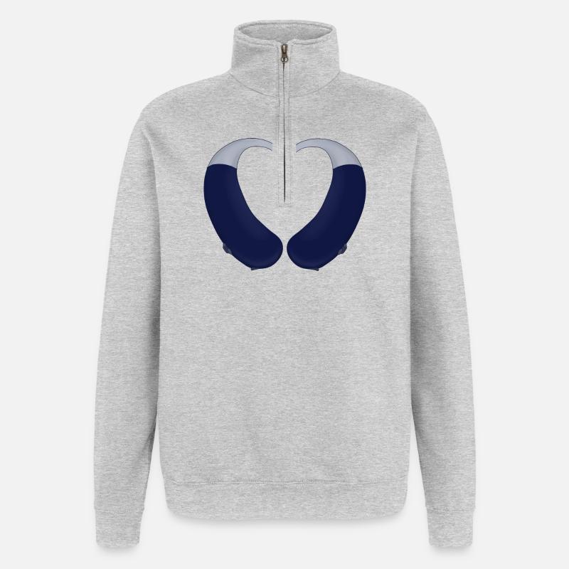 Aides cardiaques et auditives - Sweat à zip 1/4 - gris chiné