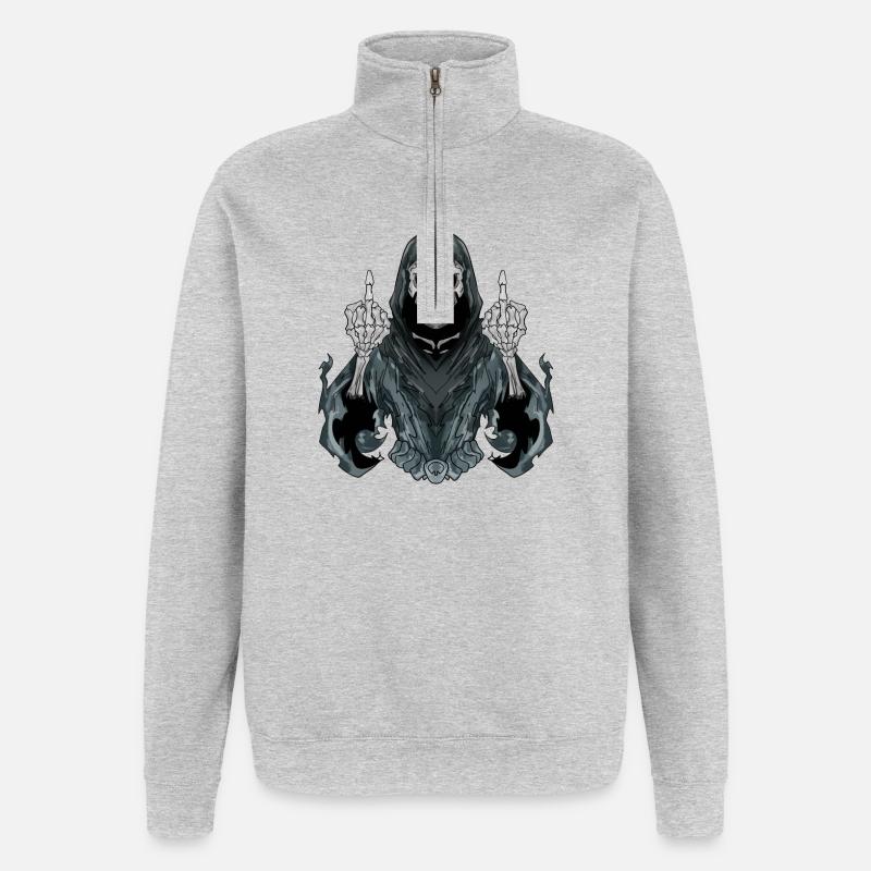 Sensenmann zeigt Mittelfinger - Quarter-Zip-Sweatshirt - Grau meliert