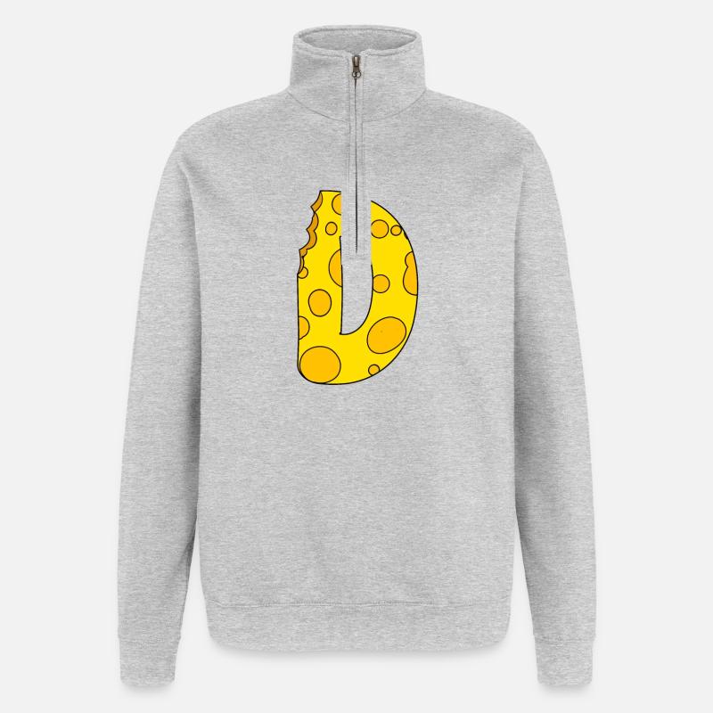 Buchstabe D - Quarter-Zip-Sweatshirt - Grau meliert