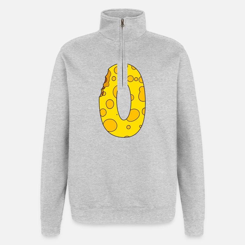 Number 0 Digit Cheese - Quarter-Zip Sweatshirt - heather grey