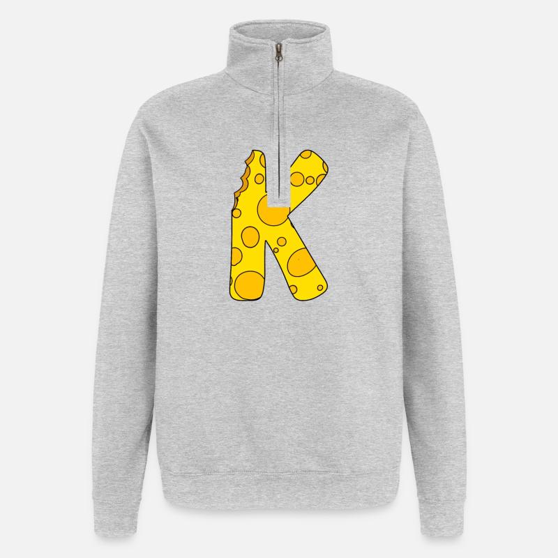 Buchstabe K - Quarter-Zip-Sweatshirt - Grau meliert