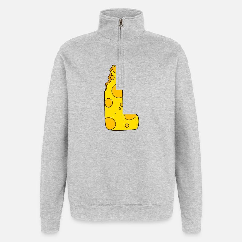 Lettre L - Sweat à zip 1/4 - gris chiné