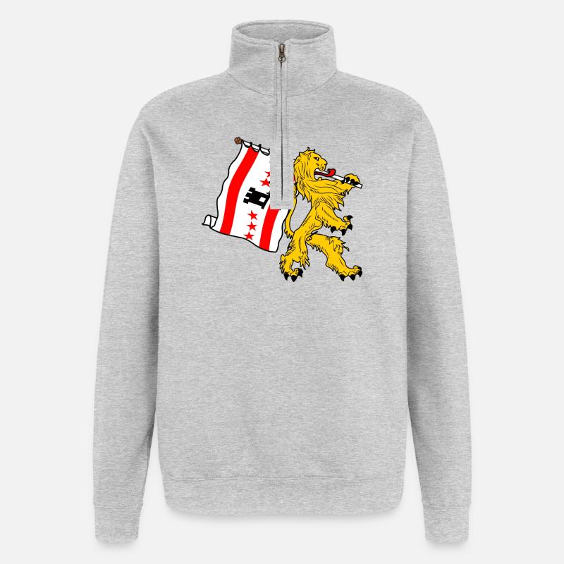 Lion avec drapeau Drenthe drenthe drapeau - Sweat à zip 1/4 - gris chiné