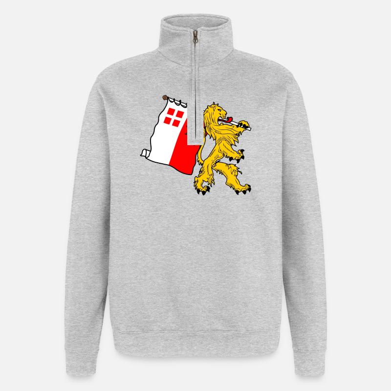 Lion avec drapeau Utrecht Utrecht drapeau - Sweat à zip 1/4 - gris chiné
