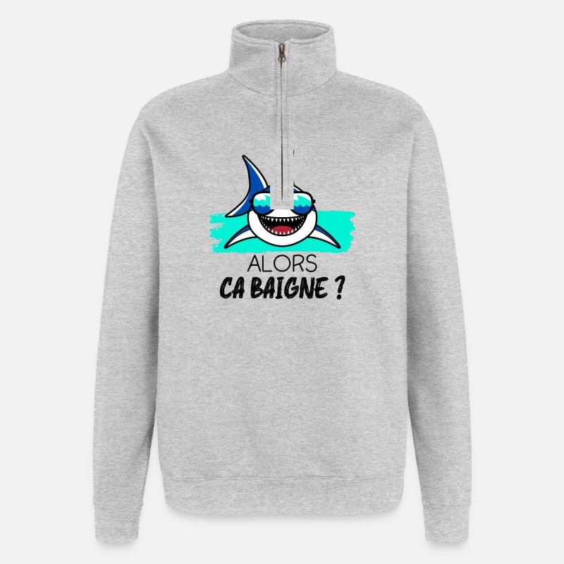 Alors ça Baigne ? - Sweat à zip 1/4 - gris chiné