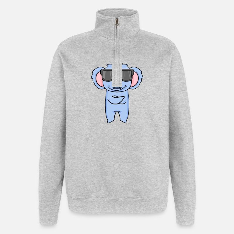Koala mit Sonnenbrille - Quarter-Zip-Sweatshirt - Grau meliert