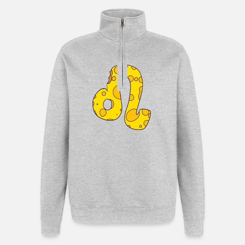 Signe du zodiaque Lion - Sweat à zip 1/4 - gris chiné