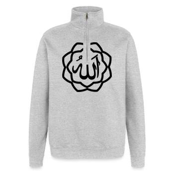 Allah logo - Quarter-Zip Sweatshirt - heather grey - Front - AI Model Female 172 light (172cm) & AI Model Male 178 dark (178cm)