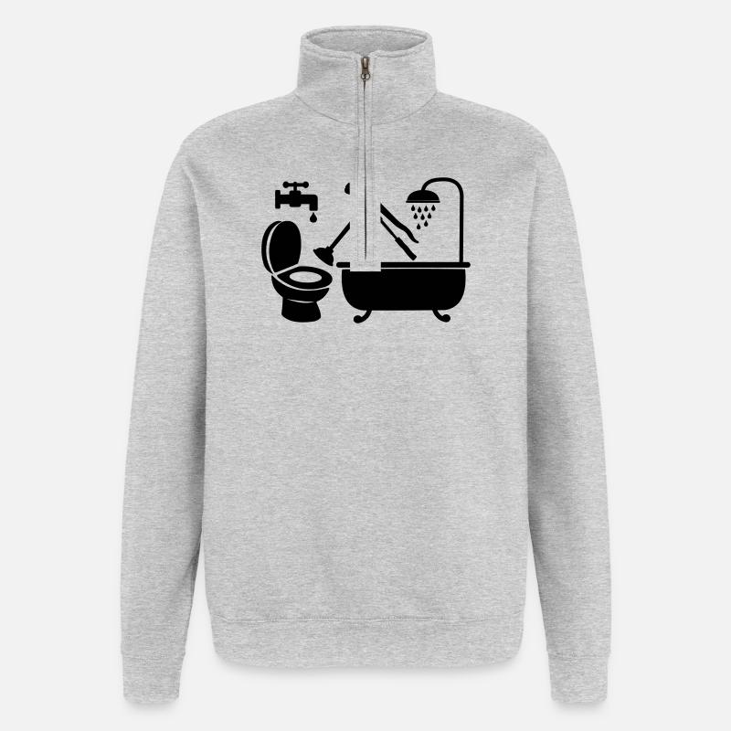 Logo Klempnerfirma - Quarter-Zip-Sweatshirt - Grau meliert