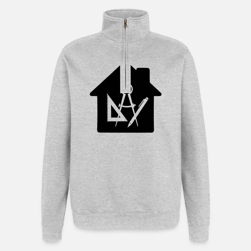 Logo architect house drawing 2 - Quarter-Zip Sweatshirt - heather grey