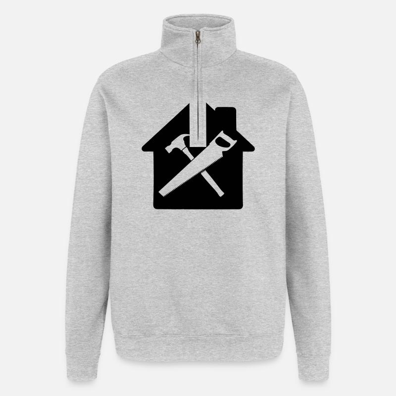 Carpenter tool logo house building - Quarter-Zip Sweatshirt - heather grey
