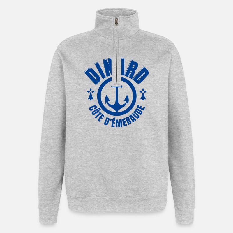 Bretagne, Dinard - Sweat à zip 1/4 - gris chiné