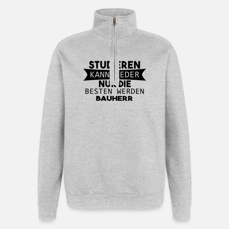 Bauherr Geschenk - Quarter-Zip-Sweatshirt - Grau meliert