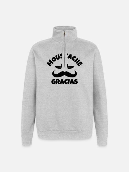mustache, mustache, mustache gracias - Quarter-Zip Sweatshirt - heather grey