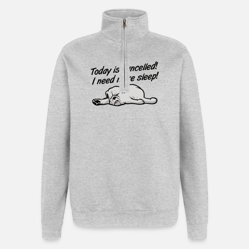 Aujourd’hui est annulé - Sweat à zip 1/4 - gris chiné