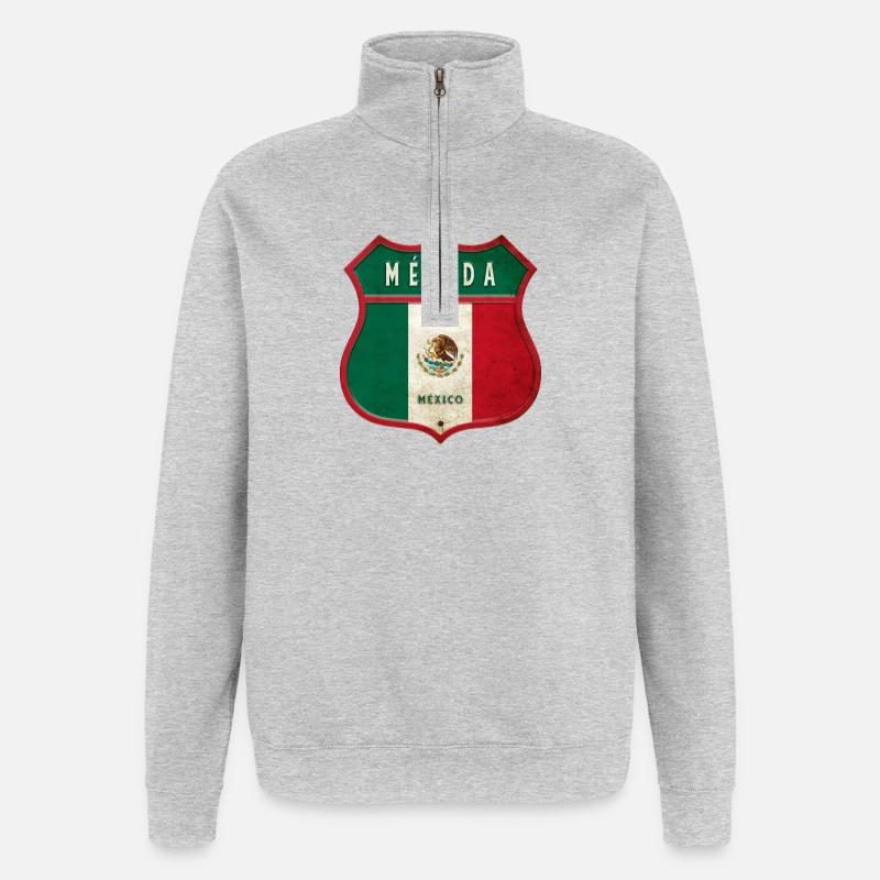Mérida Mexiko Wappen Design - Quarter-Zip-Sweatshirt - Grau meliert
