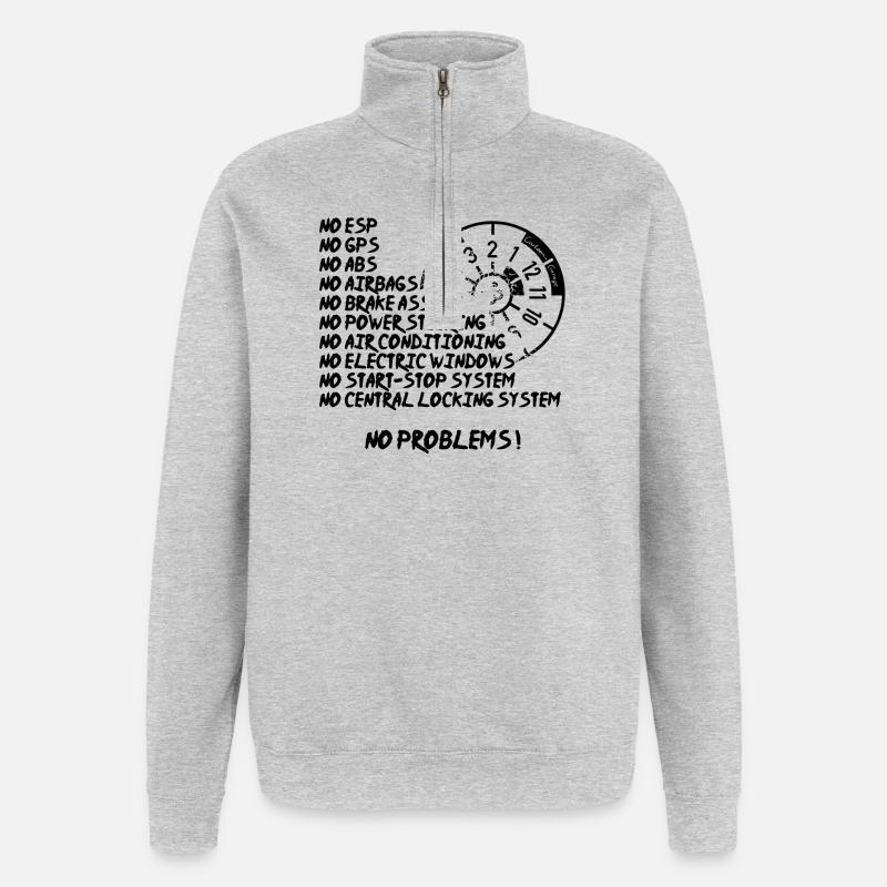 "No Problems" - Quarter-Zip-Sweatshirt - Grau meliert